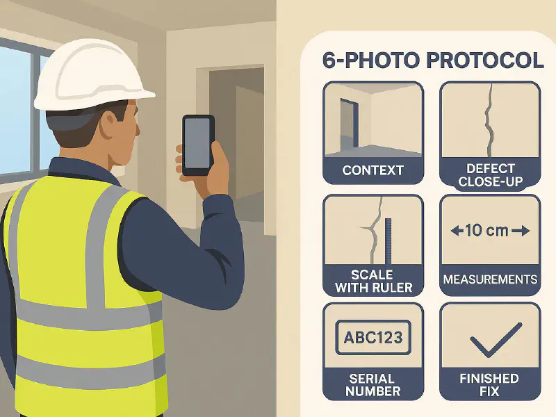 6 photo protocol for site evidence: what to photograph for snagging and disputes featured image