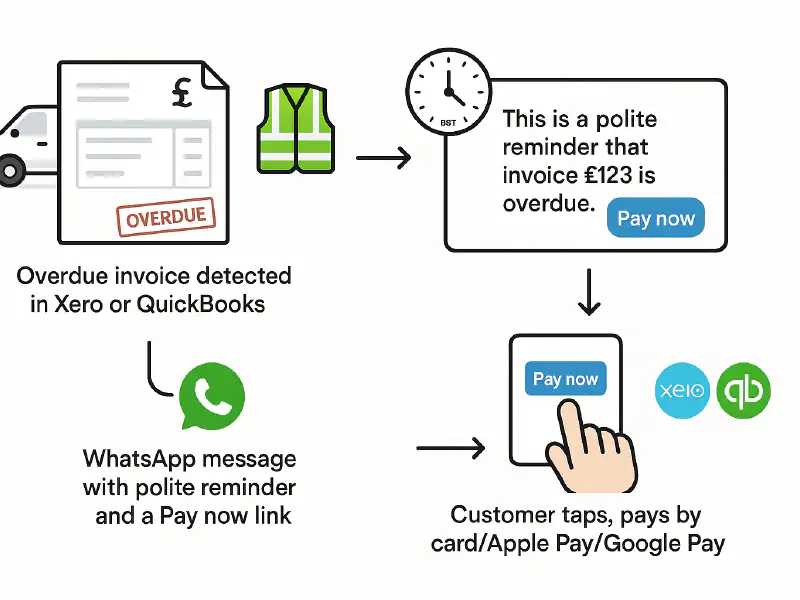 AI invoice chasing with WhatsApp: set up Xero or QuickBooks payment links and cut DSO in 14 days featured image
