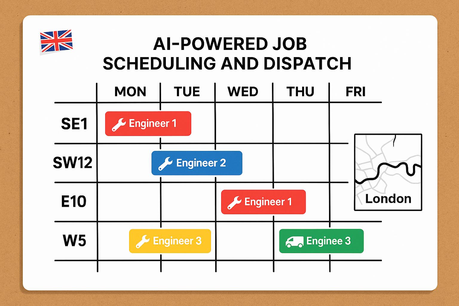 AI job scheduling for trades: assign the right engineer, cut drive time and stop no‑shows featured image