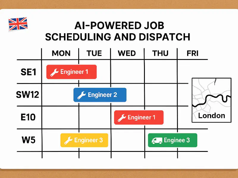 AI job scheduling for trades: assign the right engineer, cut drive time and stop no‑shows featured image