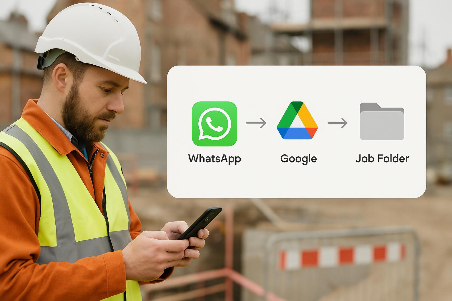 Auto-file WhatsApp photos straight into Google Drive job folders (no faff) featured image