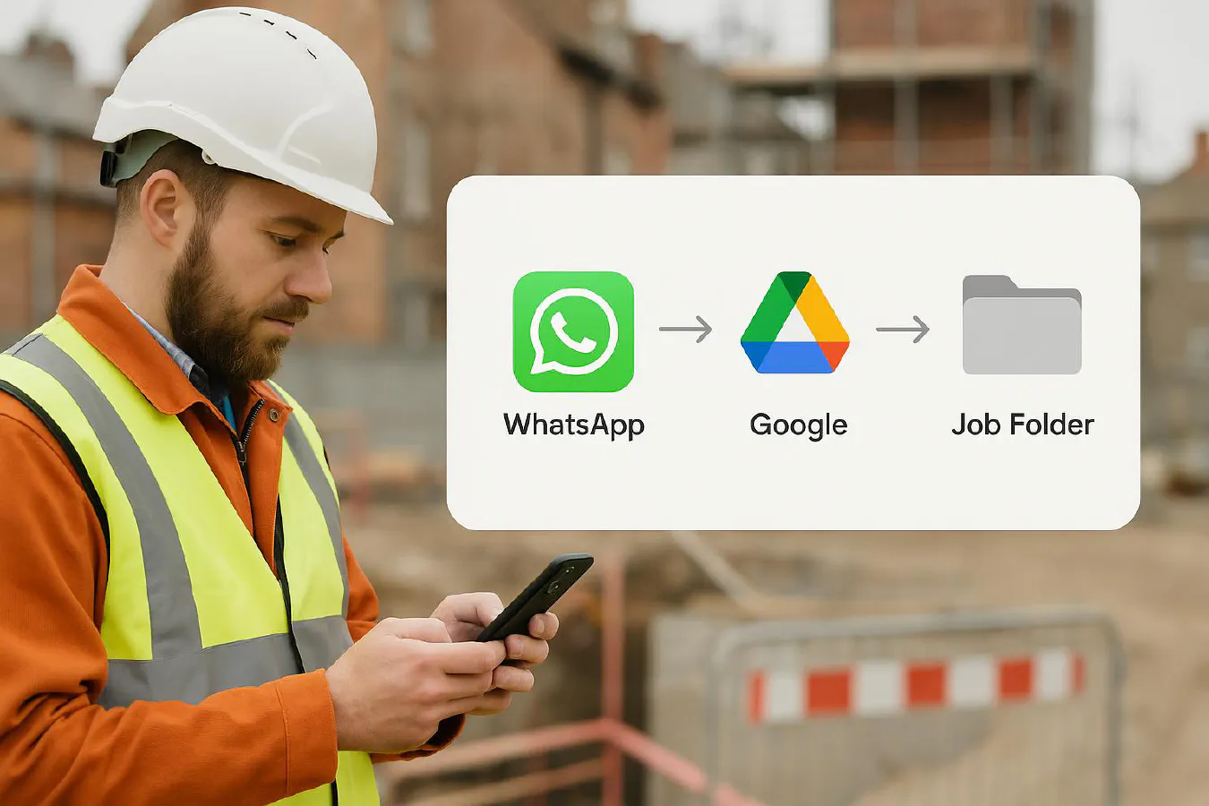 Auto-file WhatsApp photos straight into Google Drive job folders (no faff) featured image