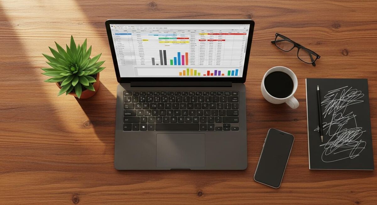 A plumber's price list open on a laptop next to a notebook of job rates