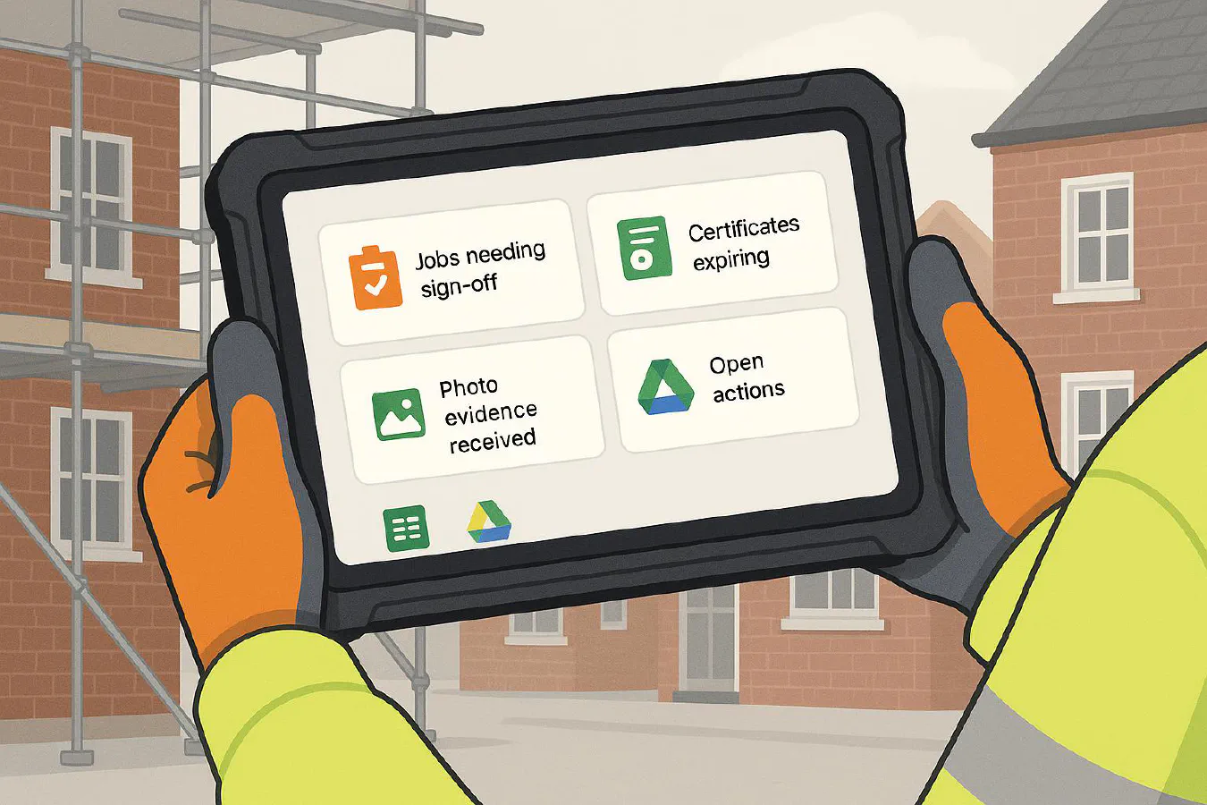 Build a simple compliance dashboard in Google Sheets for site jobs, certificates and photo evidence featured image