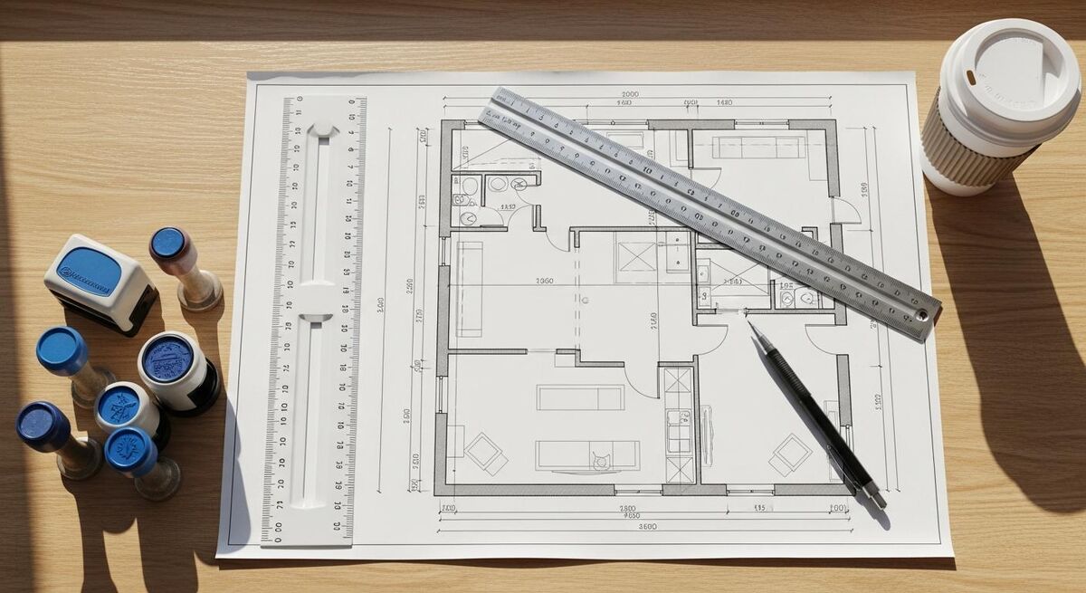 Architect's floor plan with internal measurements showing Gross Internal Area calculation