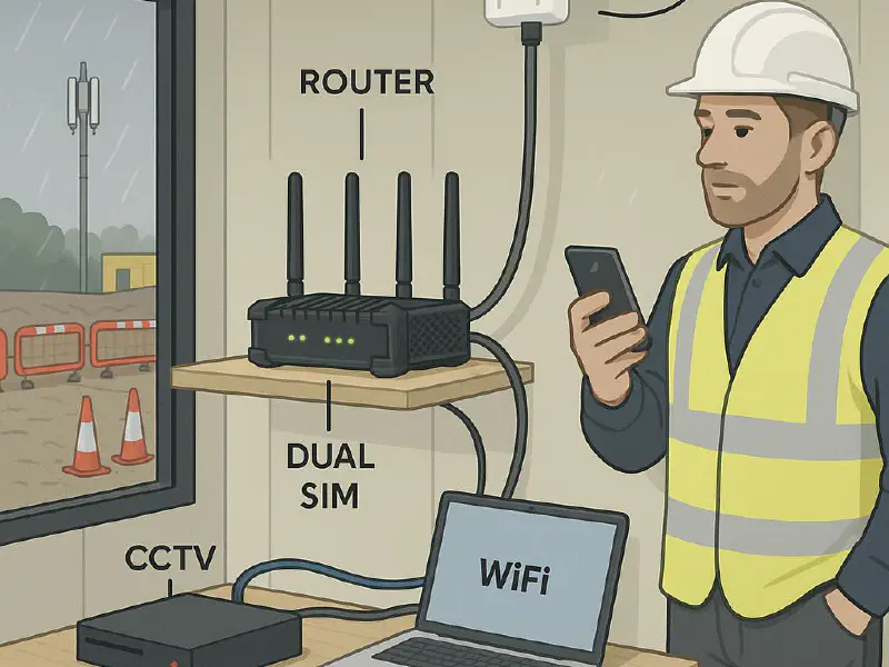 Construction site internet: 4G/5G router, external antenna and static IP setup that actually works featured image