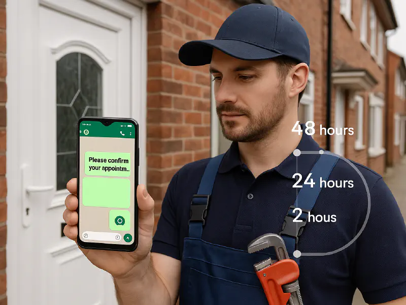 Cut no access visits with WhatsApp confirm and photo triage: a step-by-step playbook for trades featured image