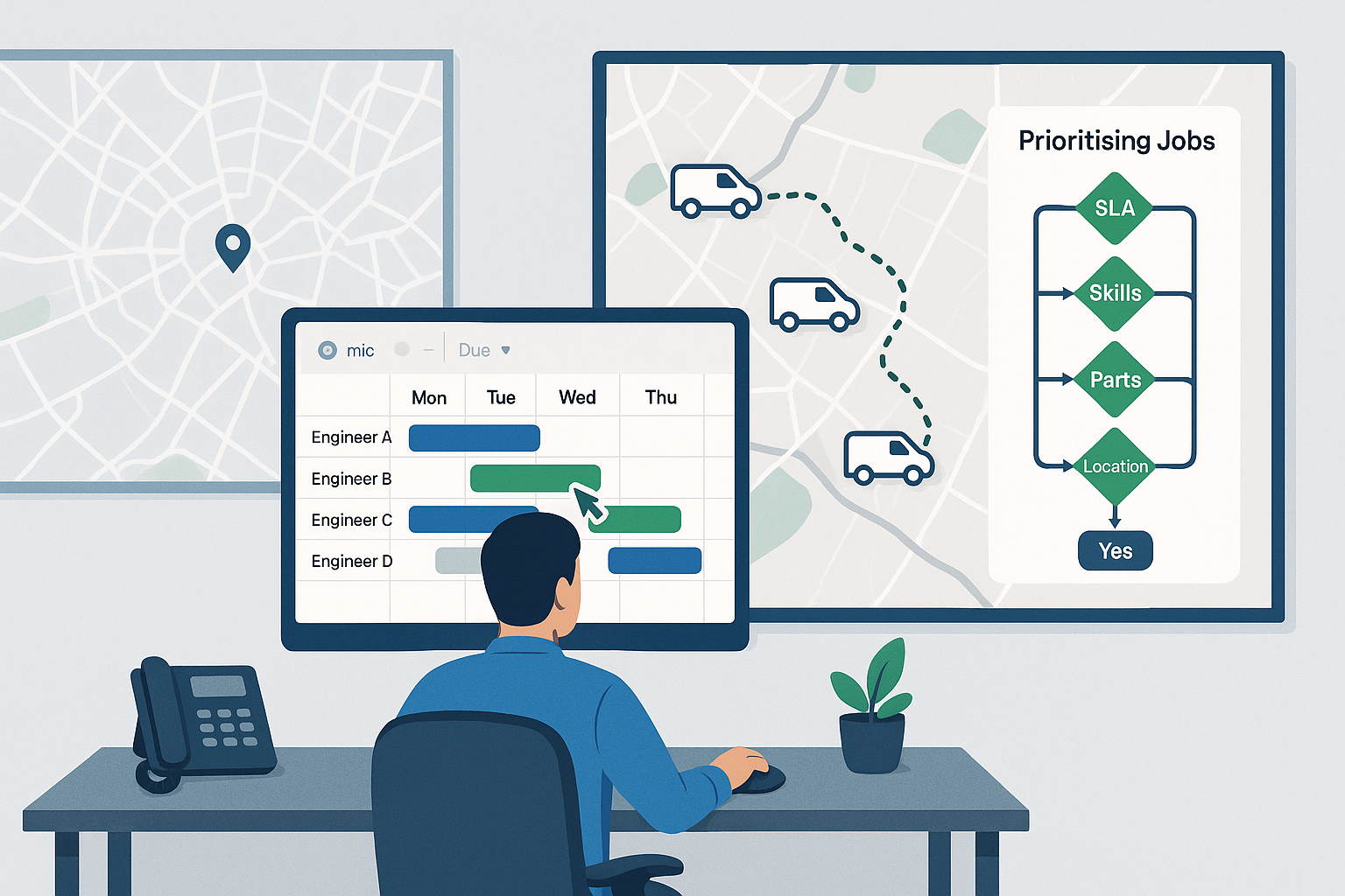 Dispatcher playbook for trades: scheduling engineers, priorities, routes and on-the-day swaps featured image