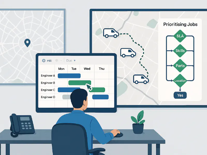 Dispatcher playbook for trades: scheduling engineers, priorities, routes and on-the-day swaps featured image