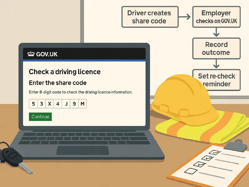 DVLA licence checks for employers: how to get a share code and set re-check reminders featured image