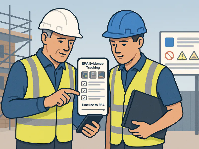 EPA portfolio evidence for construction apprentices: what to collect, monthly review workflow and simple automations featured image
