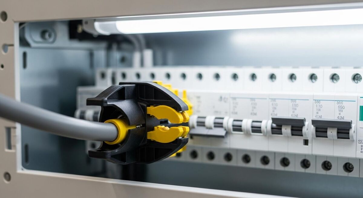 Consumer unit with CT clamp installed on the main incoming cable