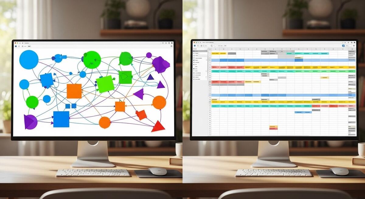 Computer screen showing a workflow automation canvas with connected nodes