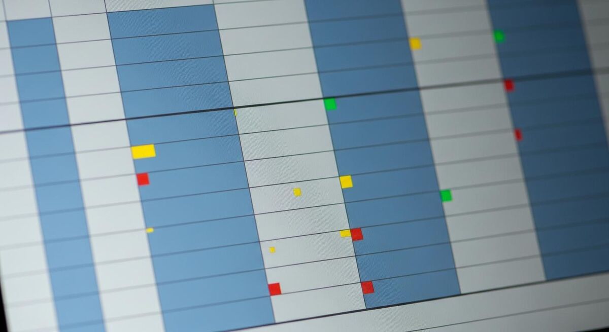 Close-up of a cash flow forecast spreadsheet showing weekly columns and category rows