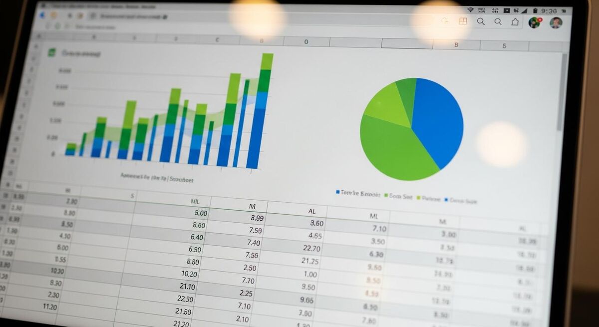 Google Sheets financial dashboard showing revenue and expense charts for a trades business