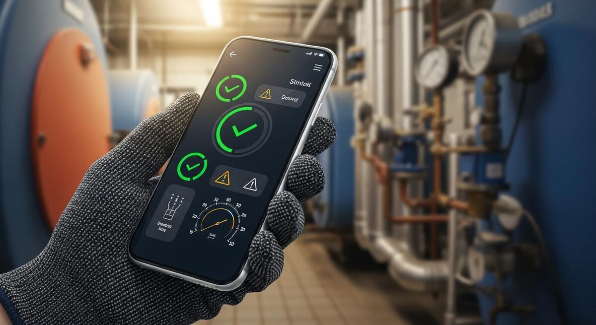 Smartphone screen showing AI auto-fill suggestions for a gas certificate
