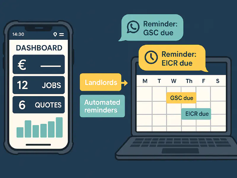 Gas safety and EICR reminders for landlords: simple automation for trades featured image
