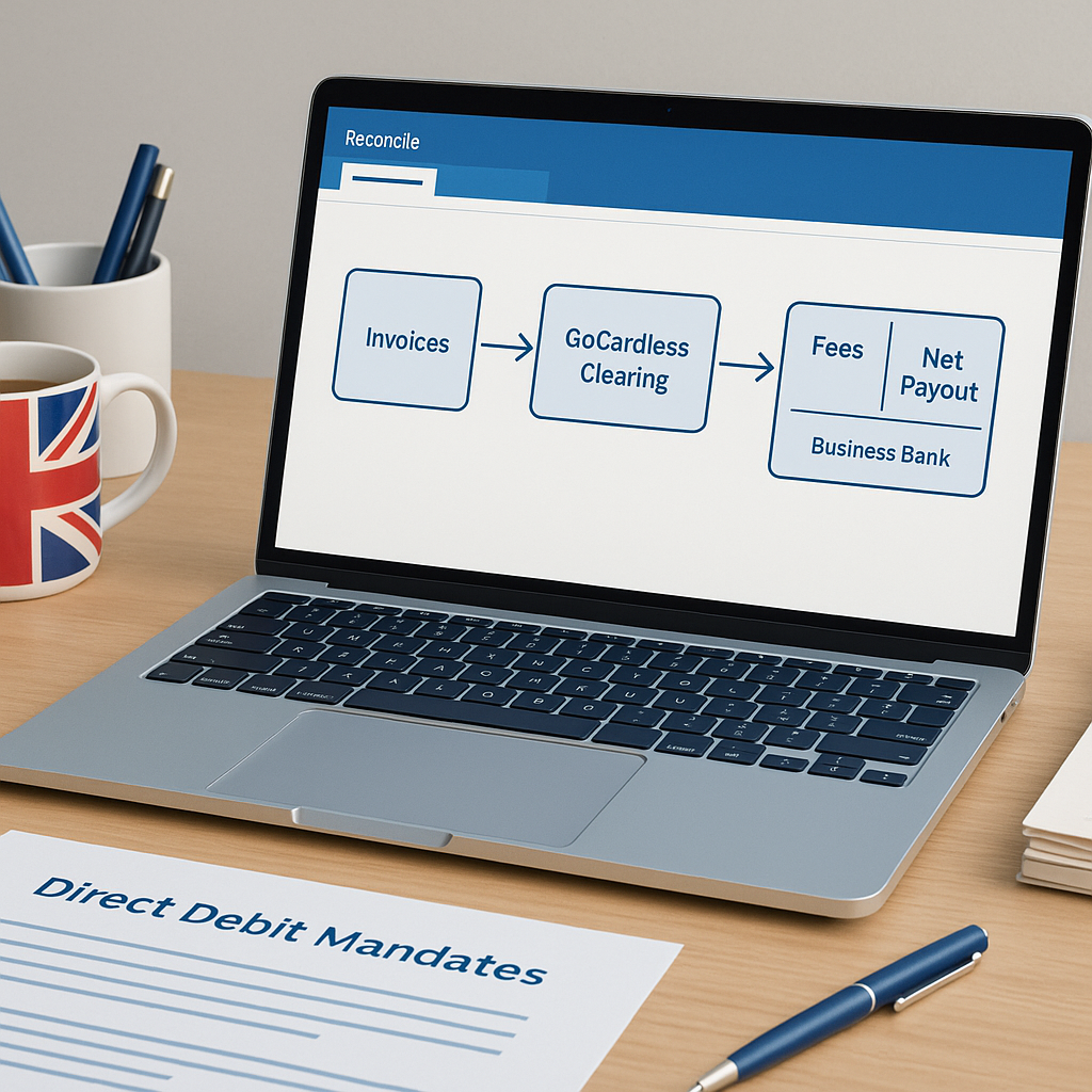 GoCardless to Xero UK how to reconcile payouts properly with a clearing account and get VAT on fees right featured image
