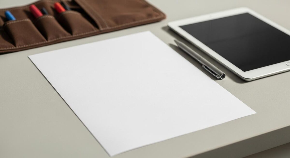 A tidy quote document and tablet on a kitchen worktop next to a clean toolbag