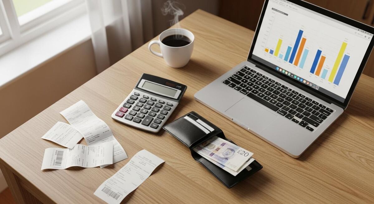 Notepad with handwritten cost calculations next to electrical training materials on a desk