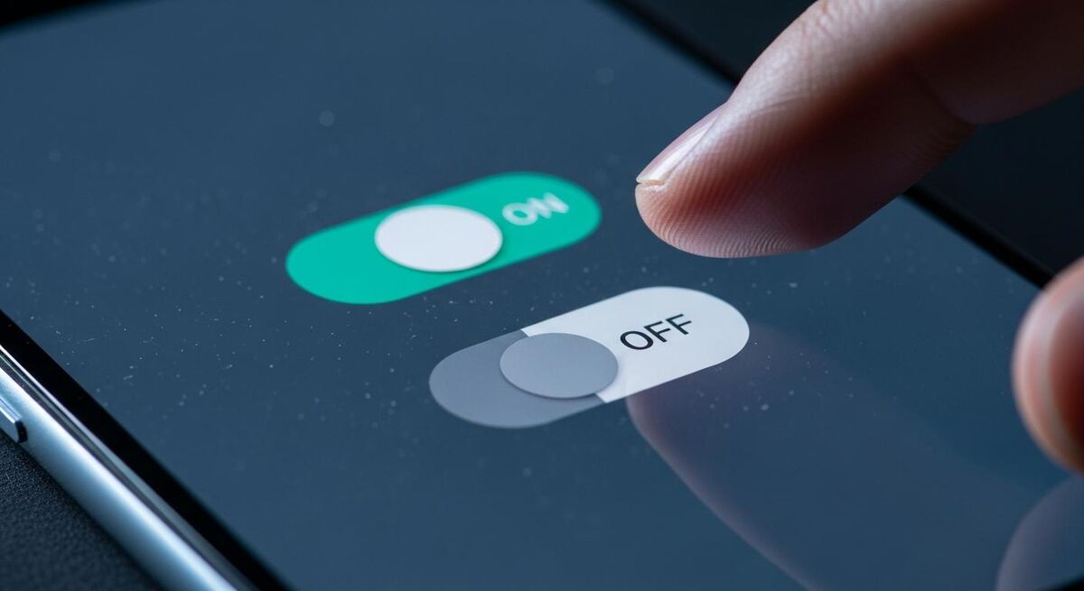 Close-up of a phone showing payment configuration toggles on a software dashboard