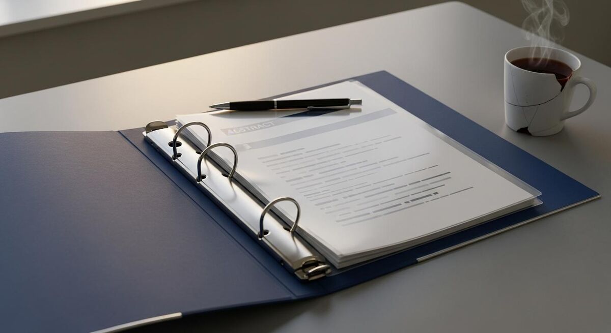 A printed RAMS template cover page on a desk