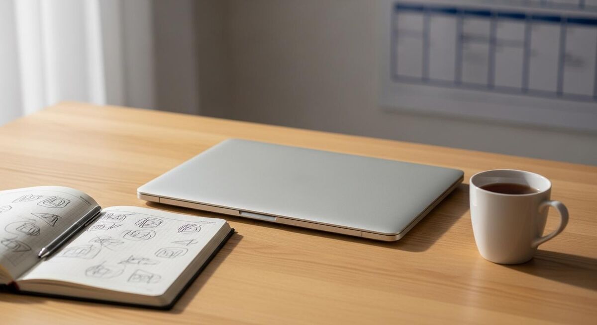 A closed laptop and a diary on a tidy desk representing keeping a simple written record