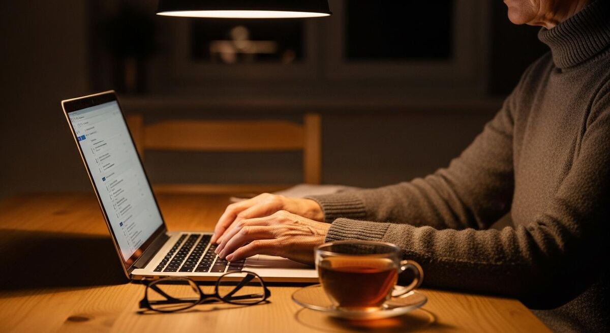 Homeowner typing boiler replacement into Google on a laptop