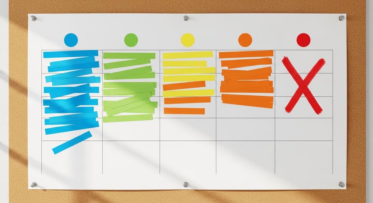 Wall planner showing Monday to Thursday blocked with job slots and Friday marked as protected