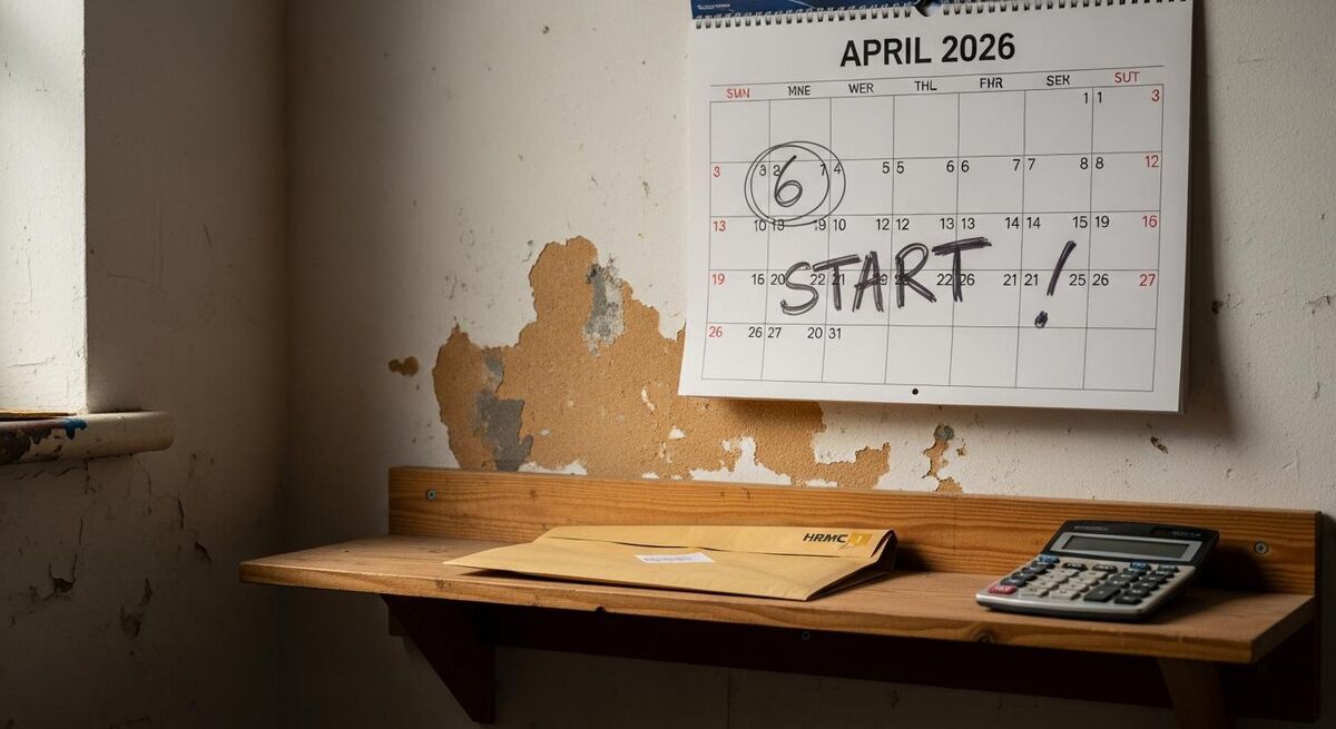 Calendar showing April 2026 MTD start date with HMRC paperwork