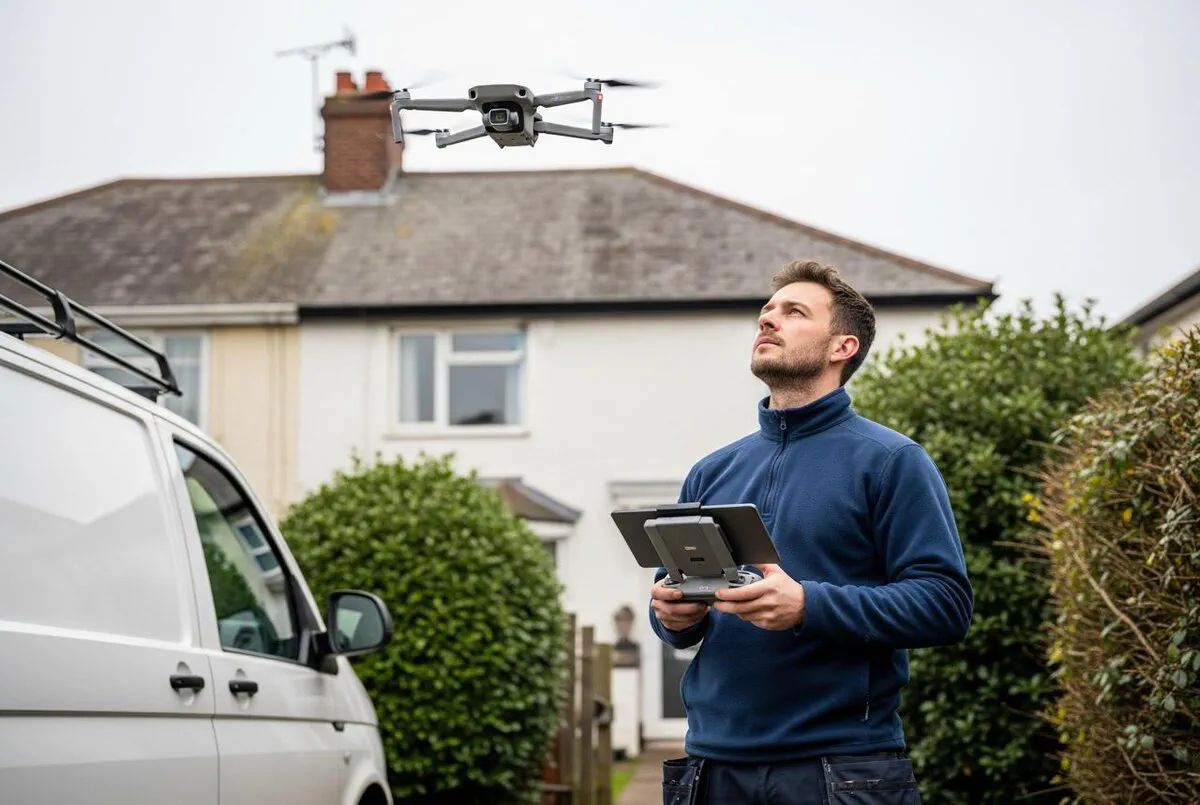 How to Use Drones for Roof Surveys (Under £1,000 Setup, Save £500/Quote) featured image