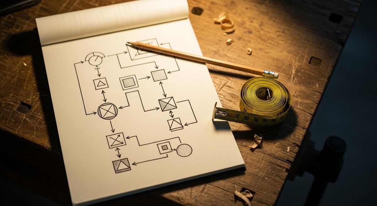 Abstract diagram of nodes connected on a workflow canvas