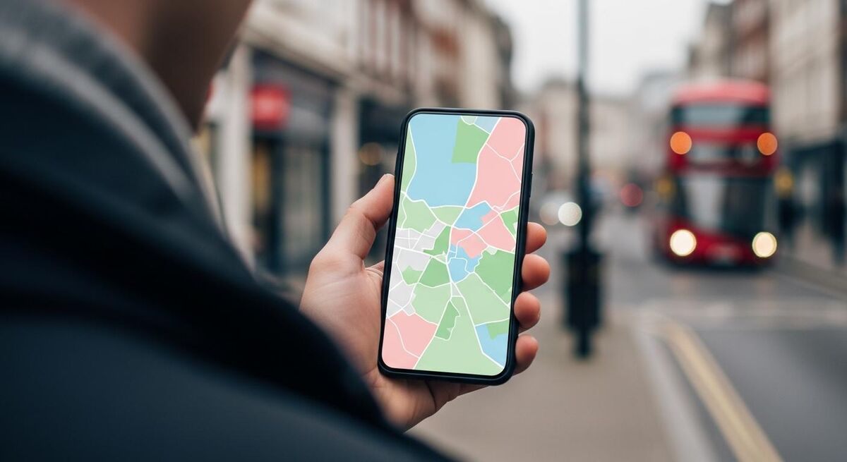 Smartphone showing a Google Maps local pack search result for a plumber in a UK town