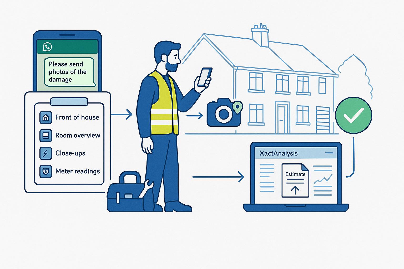 Insurance repair triage over WhatsApp: photo checklist, XactAnalysis upload steps and a simple UK playbook featured image