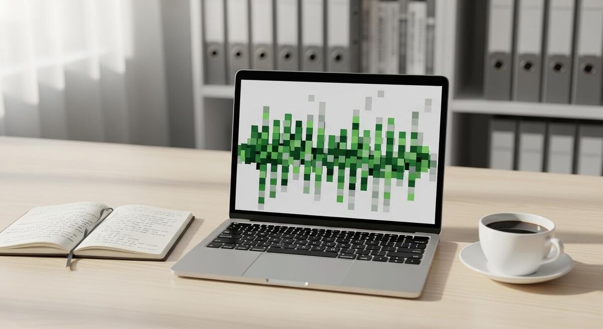 Laptop screen showing bank feed transactions matching to invoices in cloud accounting software