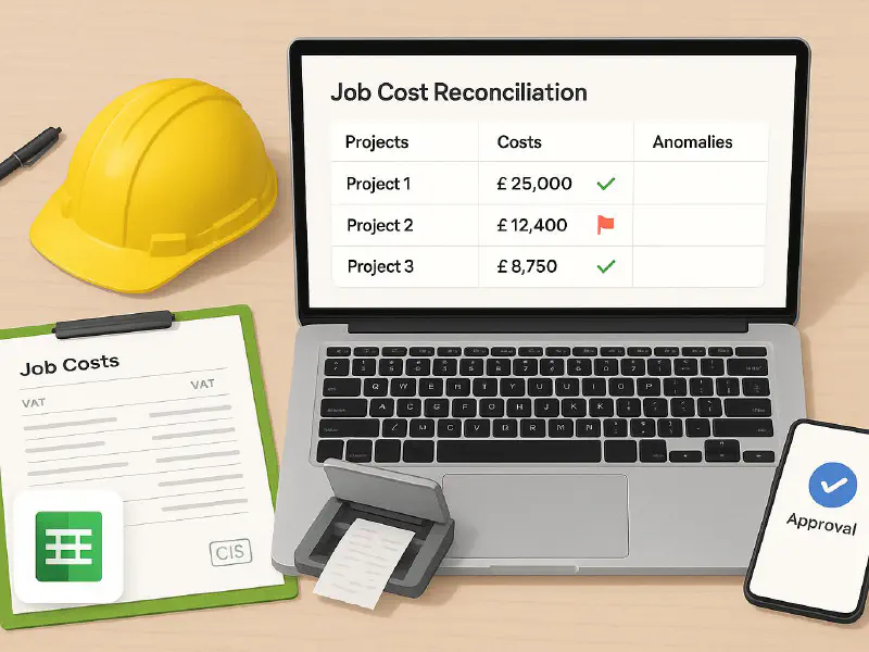 Job cost reconciliation for construction: Xero and QuickBooks setup, ApprovalMax controls and an AI anomaly checklist featured image