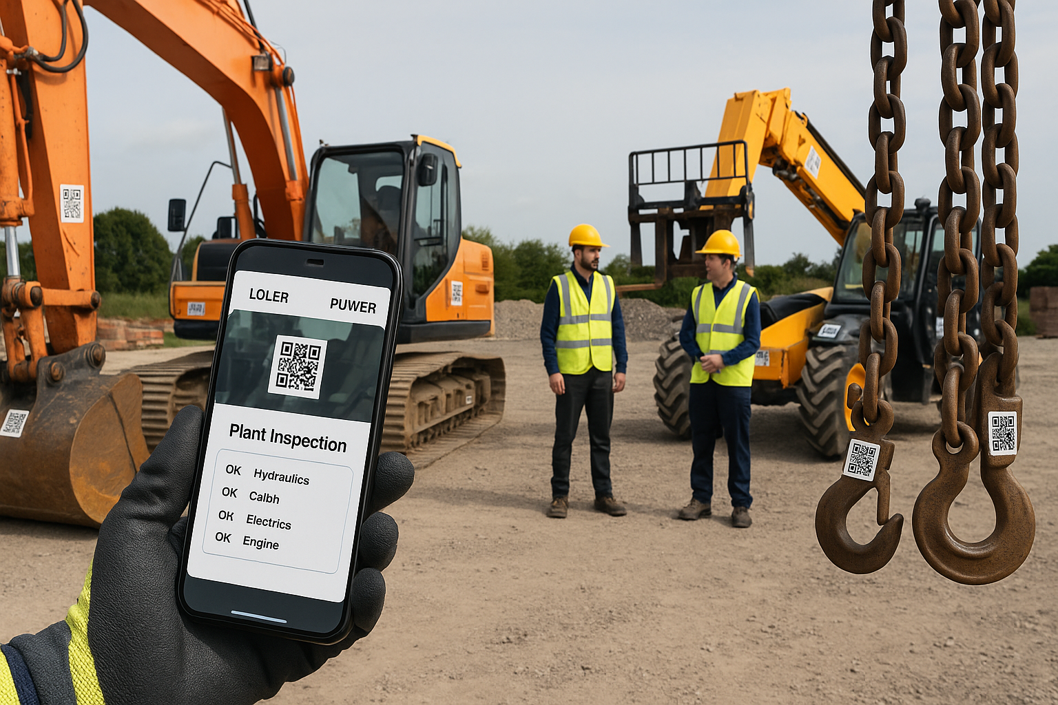 LOLER and PUWER on site: simple plant inspection setup with QR codes, WhatsApp and a printable checklist featured image