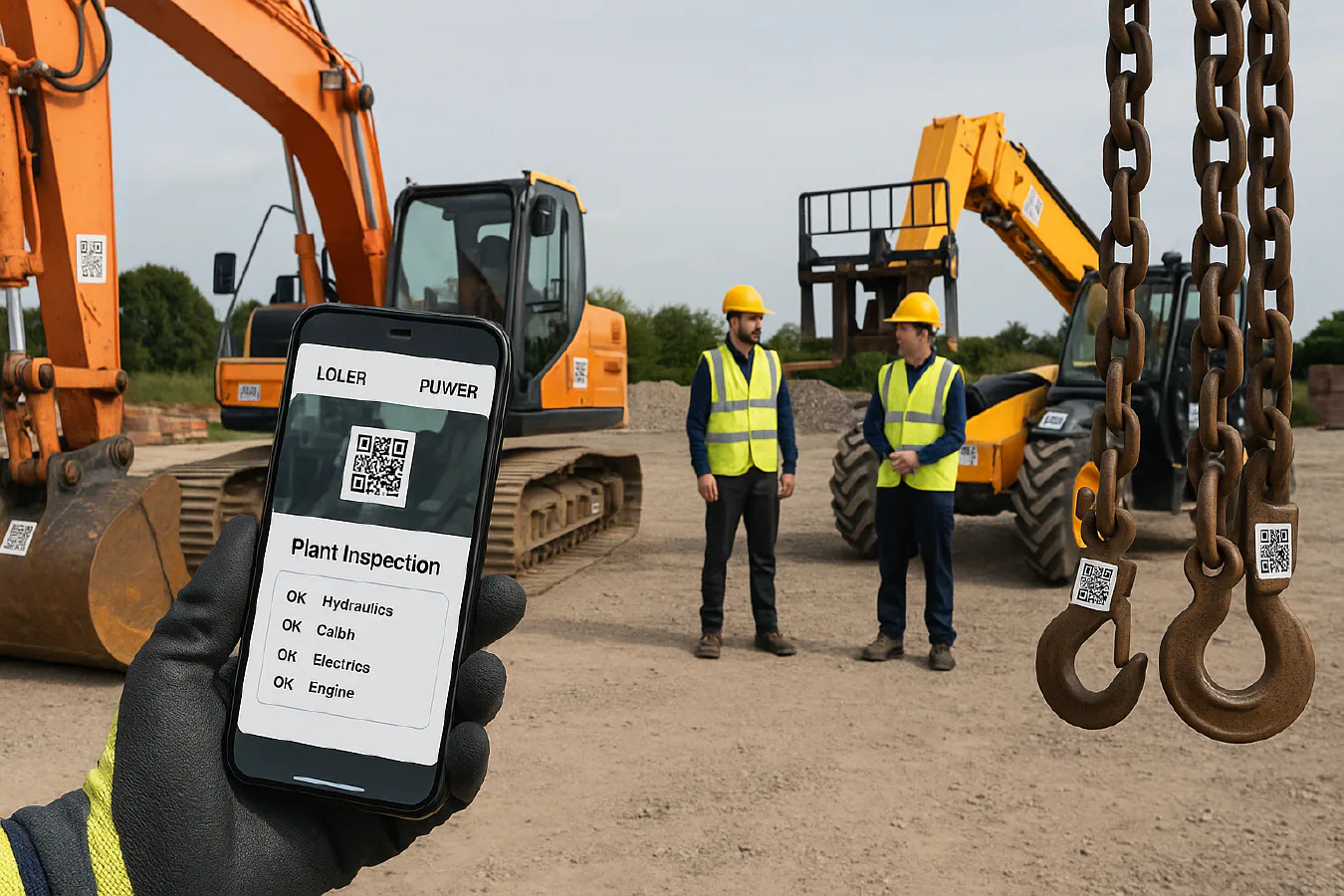 LOLER and PUWER on site: simple plant inspection setup with QR codes, WhatsApp and a printable checklist featured image