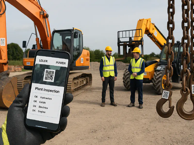 LOLER and PUWER on site: simple plant inspection setup with QR codes, WhatsApp and a printable checklist featured image