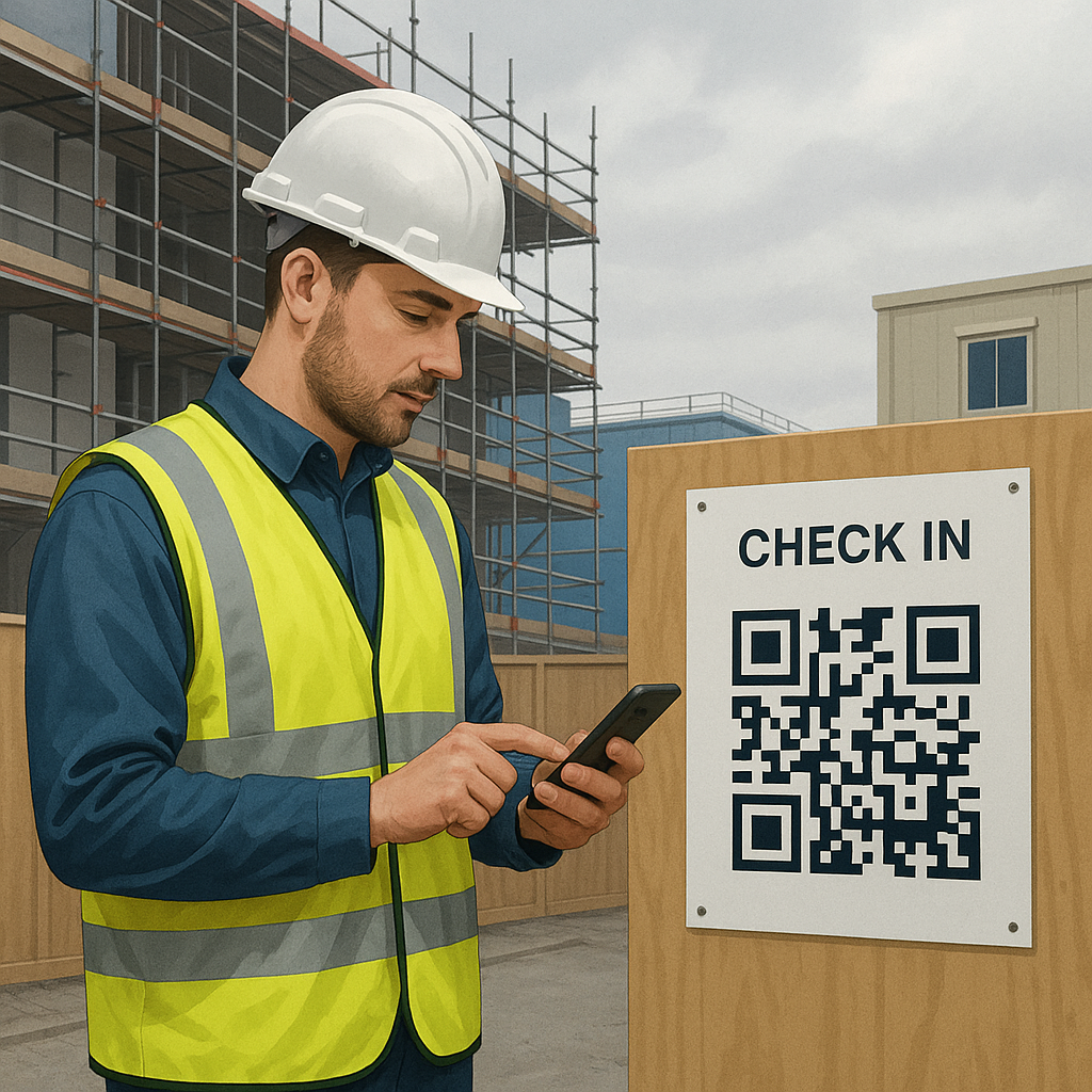 Lone worker check-in system for construction: QR and WhatsApp setup, intervals and HSE rules featured image