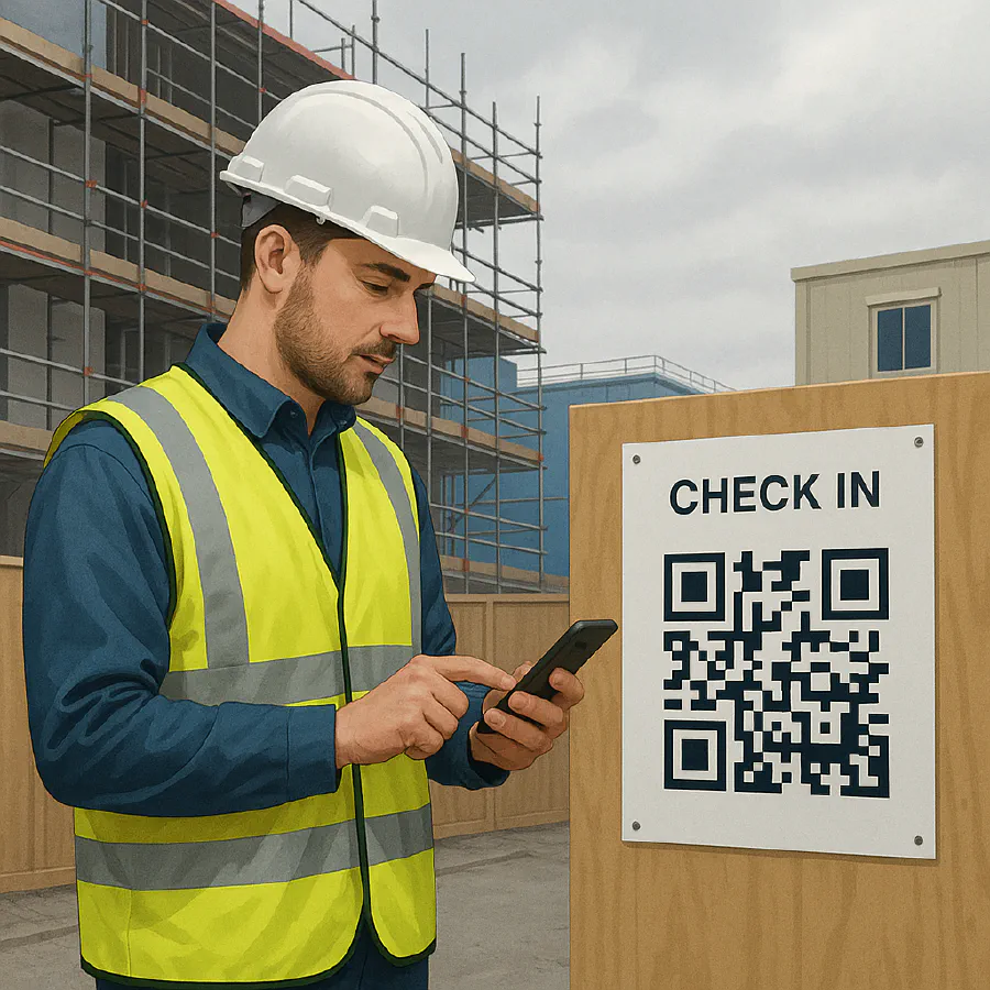 Lone worker check-in system for construction: QR and WhatsApp setup, intervals and HSE rules featured image
