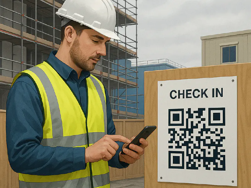 Lone worker check-in system for construction: QR and WhatsApp setup, intervals and HSE rules featured image