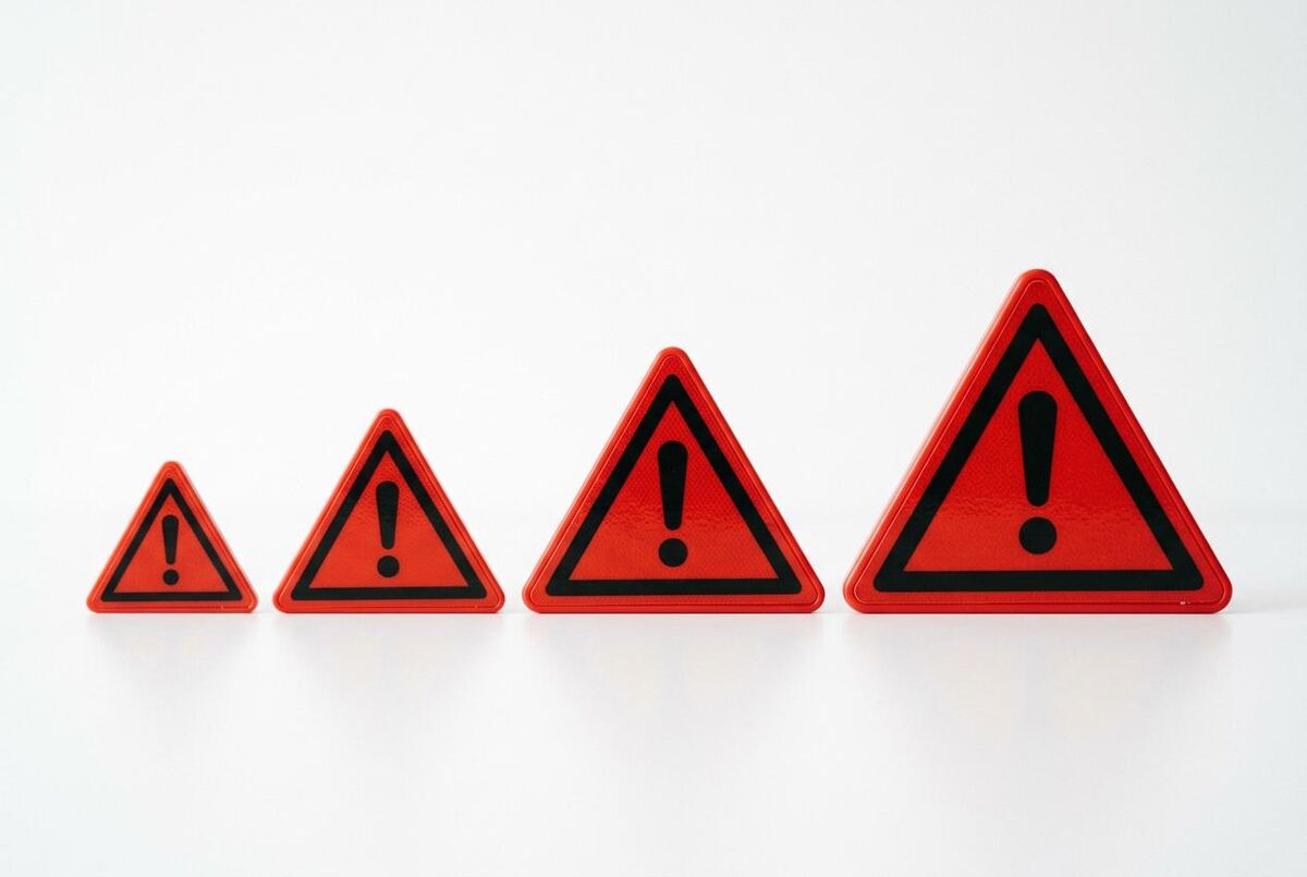 Four escalating warning triangles showing penalty progression