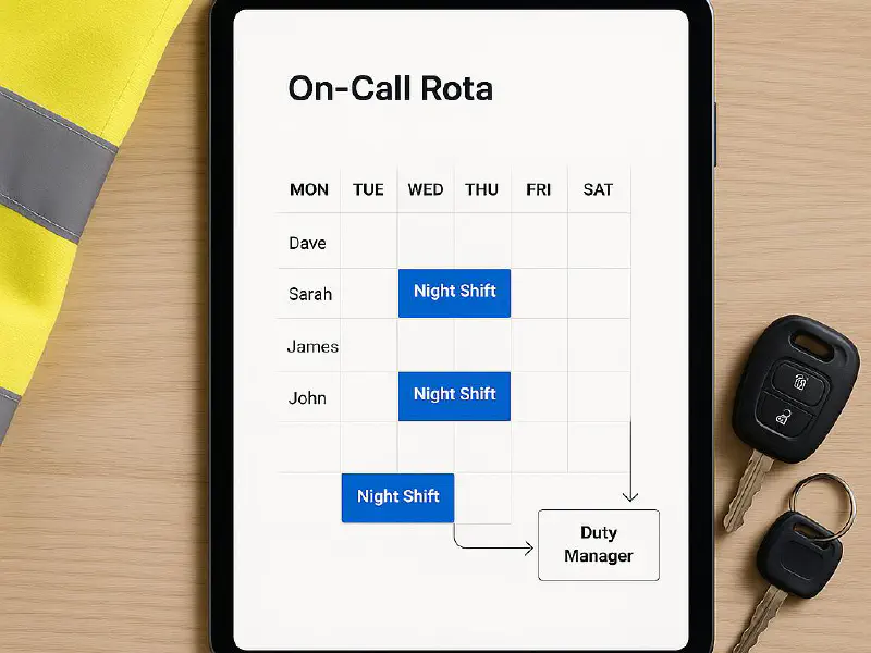 On-call rota for trades: fair pay, legal rules, escalation and a simple setup in RotaCloud featured image
