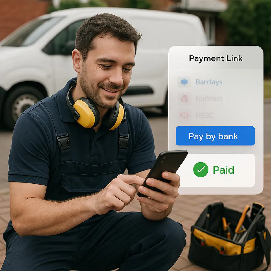 Pay by bank links for trades: setup with Stripe or GoCardless, fees, refunds and clean Xero/QuickBooks reconciliation featured image