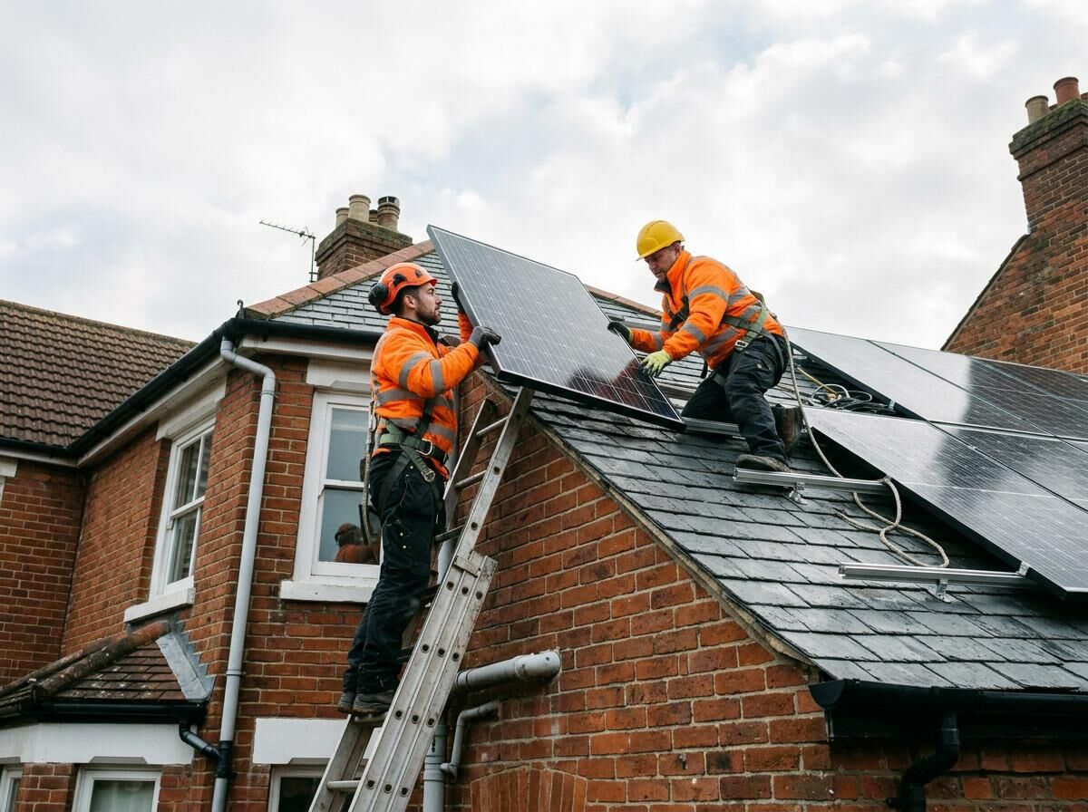 Solar panel installation on a UK residential roof