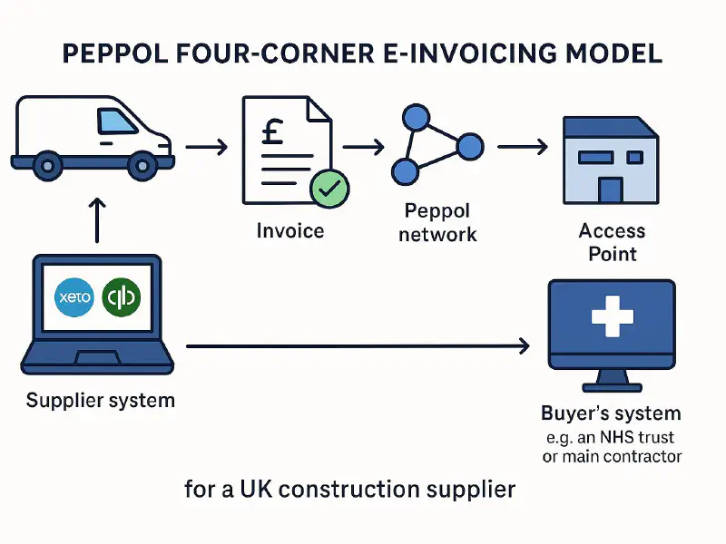 Peppol e‑invoicing for UK construction suppliers: Xero and QuickBooks setup, buyer onboarding and getting paid faster featured image