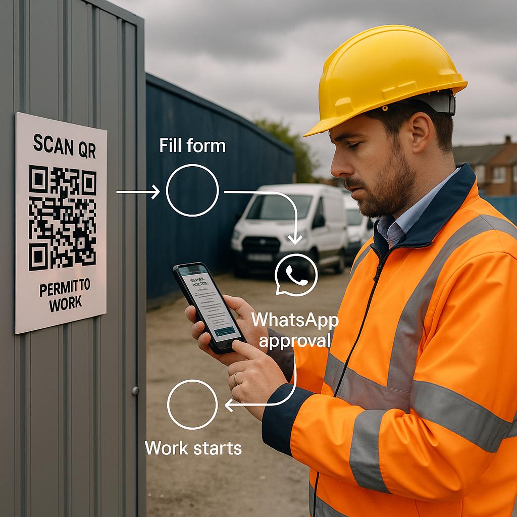 Permit to work on construction sites: QR setup, WhatsApp approvals and hot work/confined space templates featured image