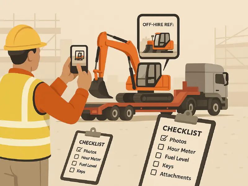 Plant hire off-hire: step-by-step process, checklist and email template featured image