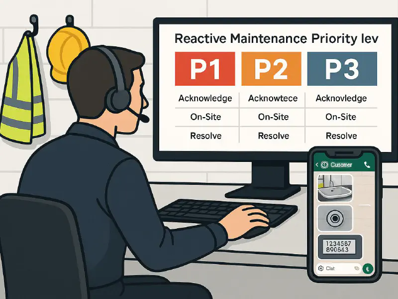 Reactive maintenance priorities for contractors: simple P1, P2, P3 rules, UK SLAs and evidence you can trust featured image